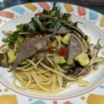 新鮮豚レバーのスパゲッティ